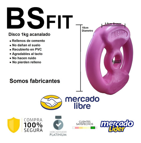 Disco Pl stico De 1 Kg Pesas Gimnasio Manija Acanalado Gym