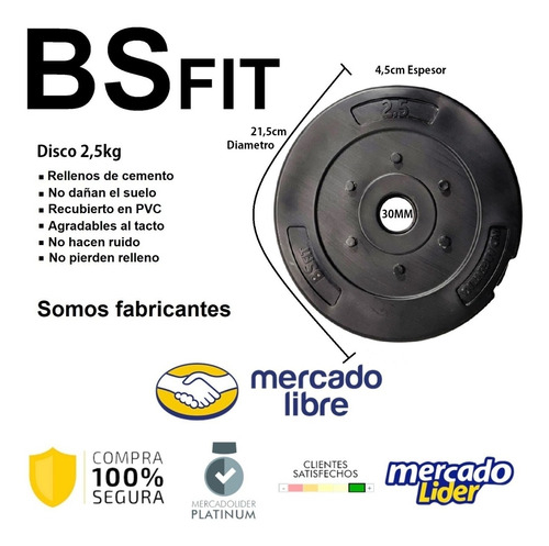 Sol Fitness 5 Kg Discos Pesas Diámetro 30mm (2x2,5 Kg C/u)