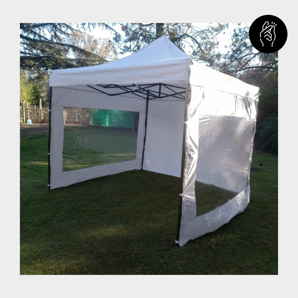 Gazebo de Acero 3x3 Plegable Auto armable Impermeable con 3 laterales