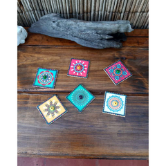 porta sahumerios de madera con mandalas de colores