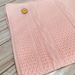 Manta tejida modelo trenzas rosa bebé - comprar online