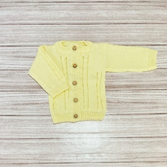 Saquito tejido en hilo de algodón ochitos amarillito