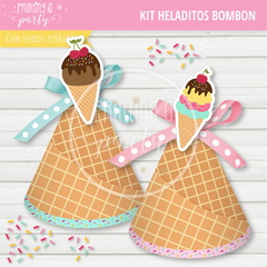 kit imprimible heladitos bombón fiesta helados candy bar helados