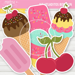 kit imprimible heladitos bombón fiesta helados candy bar helados