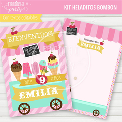 kit imprimible heladitos bombón fiesta helados candy bar helados