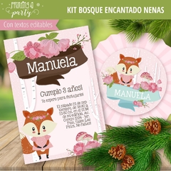 Kit Imprimible Bosque Encantado Nena Tarjeta + Etiquetas Candy Bar - comprar online