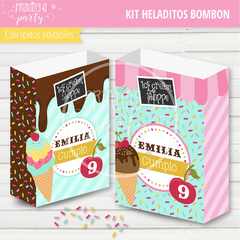 kit imprimible heladitos bombón fiesta helados candy bar helados