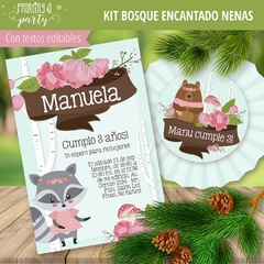 Kit Imprimible Bosque Encantado Nena Tarjeta + Etiquetas Candy Bar en internet