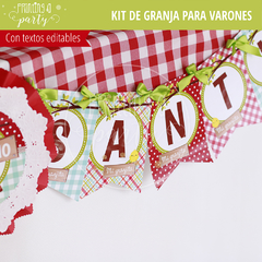 kit imprimible granja varón decoración candy bar granja