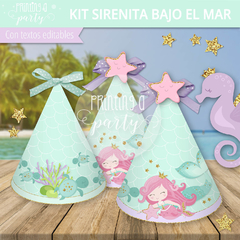 kit imprimible sirenita fiesta bajo el mar decoración sirenitas candy bar