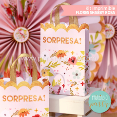 kit imprimible flores shabby rosa candy bar flores cumpleaños flores