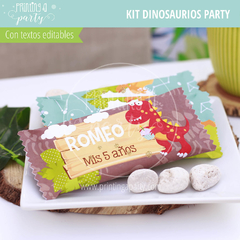 kit imprimible dinosaurios candy bar dinosaurios decoración