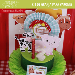 kit imprimible granja varón decoración candy bar granja