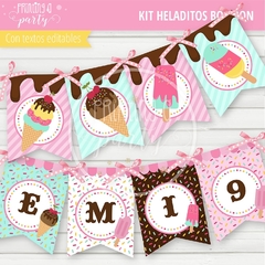 kit imprimible heladitos bombón fiesta helados candy bar helados