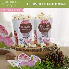 Kit Imprimible Bosque Encantado Nena Tarjeta + Etiquetas Candy Bar - Printing a Party