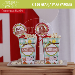 kit imprimible granja varón decoración candy bar granja