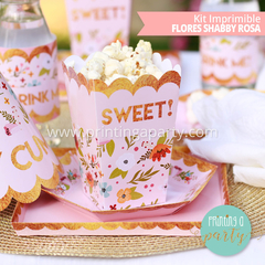 kit imprimible flores shabby rosa candy bar flores cumpleaños flores