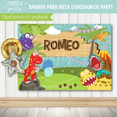 Fondo de Mesa Banner Para Candy Bar Dinosaurios Party