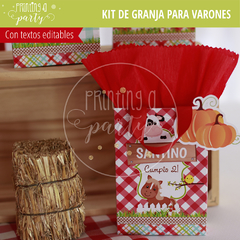 kit imprimible granja varón decoración candy bar granja