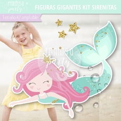 kit imprimible sirenita fiesta bajo el mar decoración sirenitas candy bar