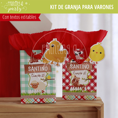 kit imprimible granja varón decoración candy bar granja