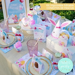 kit imprimible pascua conejo decoración pascuas