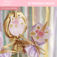 Kit Imprimible Unicornios Mágicos Tarjetas + Etiquetas Candy Bar Unicornios