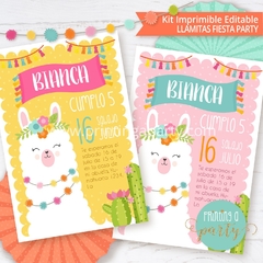 kit imprimible llamas decoración candy bar llamitas