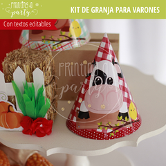 kit imprimible granja varón decoración candy bar granja