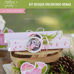 Kit Imprimible Bosque Encantado Nena Tarjeta + Etiquetas Candy Bar - tienda online