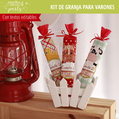 kit imprimible granja varón decoración candy bar granja