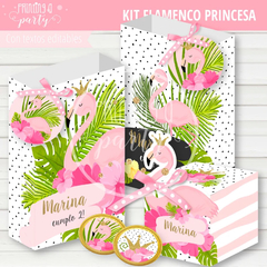 Imagen de Kit Imprimible Flamencos Princesas Tarjeta + Decoración + Etiquetas Candy Bar