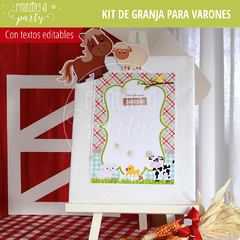 kit imprimible granja varón decoración candy bar granja