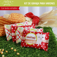 kit imprimible granja varón decoración candy bar granja