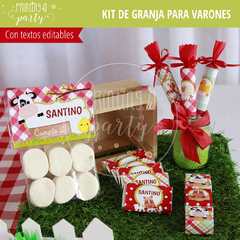 kit imprimible granja varón decoración candy bar granja