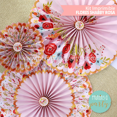 KIT IMPRIMIBLE BANDERINES FELIZ CUMPLEAÑOS SHABBY ROSA FLORES - NINARTE