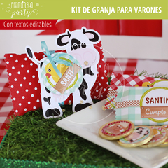 kit imprimible granja varón decoración candy bar granja