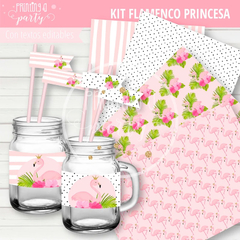 Kit Imprimible Flamencos Princesas Tarjeta + Etiquetas Candy Bar en internet