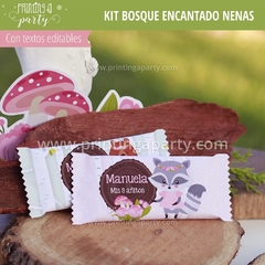 Kit Imprimible Bosque Encantado Nena Tarjeta + Etiquetas Candy Bar - Printing a Party