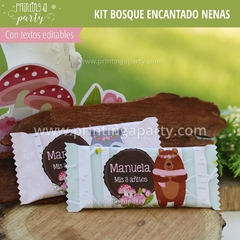 Kit Imprimible Bosque Encantado Nena Tarjeta + Etiquetas Candy Bar - tienda online