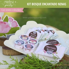 Kit Imprimible Bosque Encantado Nena Tarjeta + Etiquetas Candy Bar