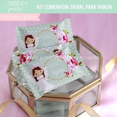 fiesta comunión niña shabby flores rosas