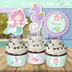 kit imprimible sirenita fiesta bajo el mar decoración sirenitas candy bar