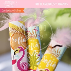 Kit imprimible flamencos y ananás