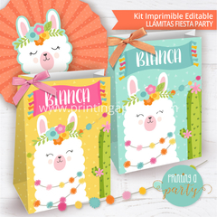 kit imprimible llamas decoración candy bar llamitas