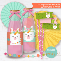 kit imprimible llamas decoración candy bar llamitas