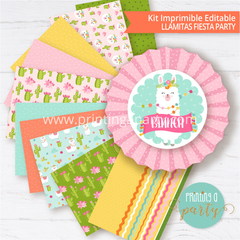 kit imprimible llamas decoración candy bar llamitas