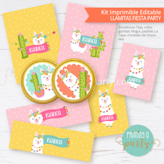 kit imprimible llamas decoración candy bar llamitas