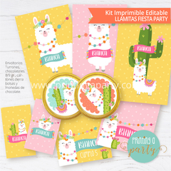 kit imprimible llamas decoración candy bar llamitas