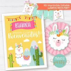 kit imprimible llamas decoración candy bar llamitas